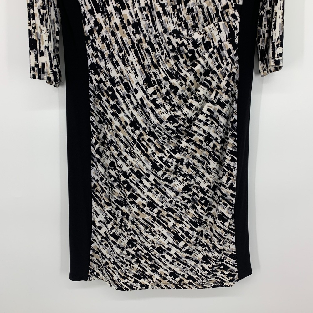Lauren Ralph Lauren Dress Womens 16 Black Geo Print Colorblock 3/4 Sleeve Jersey - Picture 5 of 10